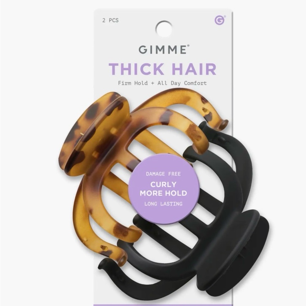 Brand new! Gimme 2 pack thick hair claw clips (Tortoiseshell & Black)